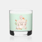 Monogram Bunny Rabbits Floral Easter, op maat gesn Whisky Glas (Achterkant)