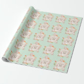Monogram Bunny Rabbits Floral gepersonaliseerd Bab Cadeaupapier (Uitgerold)