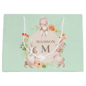 Monogram Bunny Rabbits Floral gepersonaliseerd Bab Groot Cadeauzakje (Voorkant)