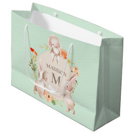 Monogram Bunny Rabbits Floral gepersonaliseerd Bab Groot Cadeauzakje
