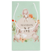 Monogram Bunny Rabbits Floral gepersonaliseerd Bab Klein Cadeauzakje (Achterkant)
