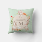 Monogram Bunny Rabbits Floral gepersonaliseerd Bab Kussen (Achterkant)