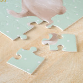 Monogram Bunny Rabbits Floral Girly Persoonlijk Legpuzzel (Zijkant)