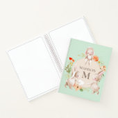 Monogram Bunny Rabbits Floral Girly Persoonlijk Notitieboek (Binnen)