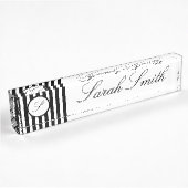 Monogram Bureaunaam Bord Zwart Wit Gestreept Naambordje