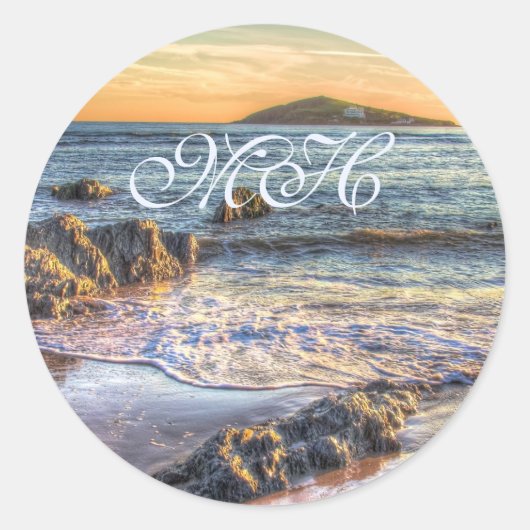 Monogram - Burgheiland van Bantham bij zonsonderga Ronde Sticker (Voorkant)