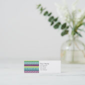 Monogram Burgundy Aqua Aztec - Tribal Print Patroo Mini Visitekaartje (Staand voorkant)