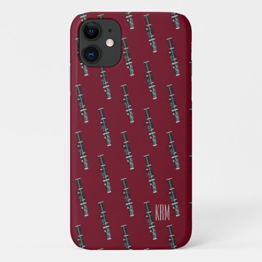Monogram Burgundy Bassoon Case-Mate iPhone Case (Achterkant)