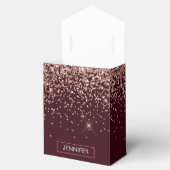 Monogram Burgundy Blush Pink Rose Gold Glitter Bedankdoosjes (Geopend)