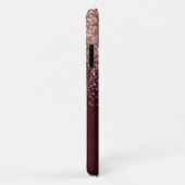 Monogram Burgundy Blush Pink Rose Gold Glitter Case-Mate iPhone Case (Achterkant/rechts)