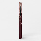 Monogram Burgundy Blush Pink Rose Gold Glitter Case-Mate iPhone Case (Achterkant/links)