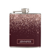 Monogram Burgundy Blush Pink Rose Gold Glitter Heupfles (Voorkant)
