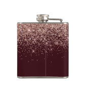 Monogram Burgundy Blush Pink Rose Gold Glitter Heupfles (Achterkant)