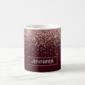 Monogram Burgundy Blush Pink Rose Gold Glitter Koffiemok (Center)