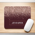 Monogram Burgundy Blush Pink Rose Gold Glitter Muismat<br><div class="desc">Roos Gold - Roze en Bourgogne Faux Glitter Sparkle Elegant and Modern Chic Trendy Monogrammed Muismat. Deze monogram - voeg uw eigen naam toe aangepast mousepad kan met jouw naam worden bijgewerkt.</div>