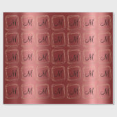 Monogram Burgundy Champaigne Gold Diamond Lijst Cadeaupapier (Vlak)