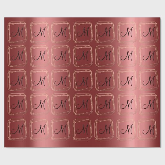 Monogram Burgundy Champaigne Gold Diamond Lijst Cadeaupapier (Vlak)