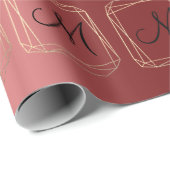 Monogram Burgundy Champaigne Gold Diamond Lijst Cadeaupapier (Rol Hoek)