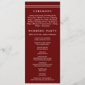 Monogram Burgundy Christian Wedding Program Programmakaart (Achterkant)