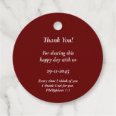 Monogram Burgundy Christian Wedding Thank You Bedankjes Labels (Achterkant)