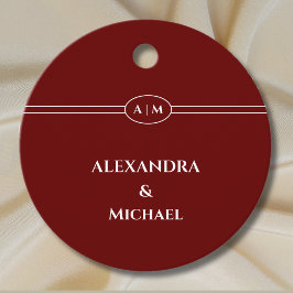 Monogram Burgundy Christian Wedding Thank You Bedankjes Labels