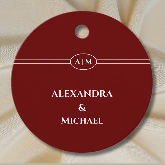 Monogram Burgundy Christian Wedding Thank You Bedankjes Labels