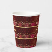 Monogram Burgundy Color Luxury Gold Papieren Bekers (Rechts)