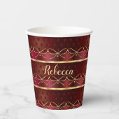 Monogram Burgundy Color Luxury Gold Papieren Bekers (Voorkant)