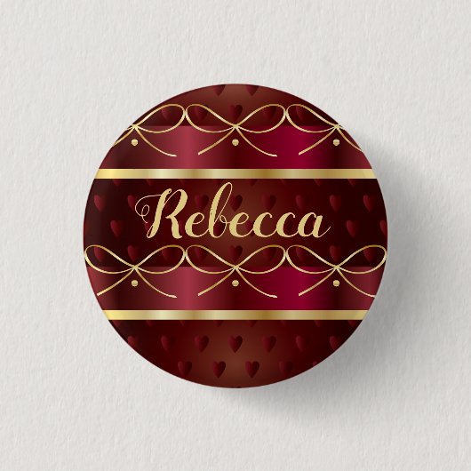 Monogram Burgundy Colour Decor Luxury Gold Ronde Button 3,2 Cm (Voorkant)