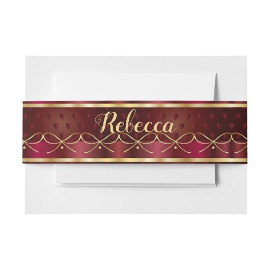 Monogram  Burgundy Colour Decor Luxury Uitnodigingen Wikkel (Voorkant Voorbeeld)