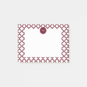 Monogram Burgundy en White Quatrefoil Pattern Post-it® Notes (Voorkant)