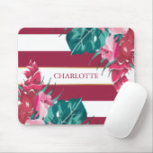 Monogram burgundy Floral gestreept Muismat (Met muis)