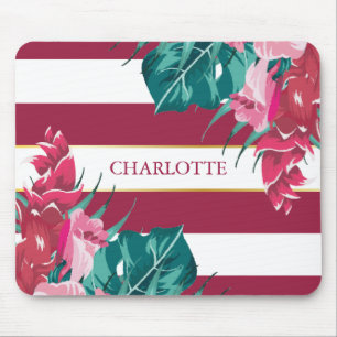 Monogram burgundy Floral gestreept Muismat