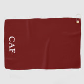 Monogram Burgundy Maroon Dark Red White Golfhanddoek (Horizontaal)