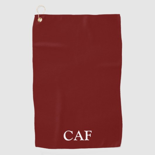 Monogram Burgundy Maroon Dark Red White Golfhanddoek (Voorkant)