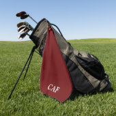 Monogram Burgundy Maroon Dark Red White Golfhanddoek (Groen)