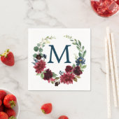 Monogram Burgundy Navy Wedding Cocktail Napkin Servet (Insitu)