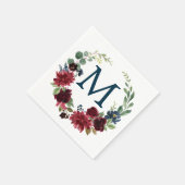 Monogram Burgundy Navy Wedding Cocktail Napkin Servet (Hoek)