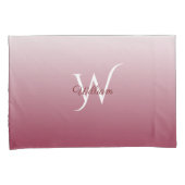 Monogram Burgundy Ombre Gradient Wedding Couple Kussensloop (Voorkant-Rechts)
