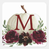 Monogram Burgundy Pumpkin Envelope Seals Vierkante Sticker (Voorkant)