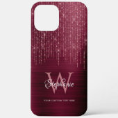 Monogram Burgundy Roos Gold Sparkle Case-Mate iPhone Case (Achterkant)
