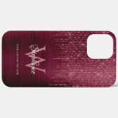 Monogram Burgundy Roos Gold Sparkle Case-Mate iPhone Case (Achterkant / Rechts)