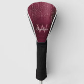 Monogram Burgundy Roos Gold Sparkle Golfheadcover (Voorkant)