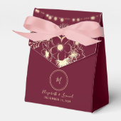 Monogram Burgundy Wedding Favor Box Bedankdoosjes (Voorkant Zijde)