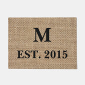 Monogram Burlap Doormat Deurmat (Voorkant)