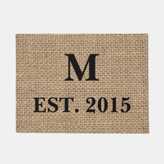 Monogram Burlap Doormat Deurmat (Voorkant)