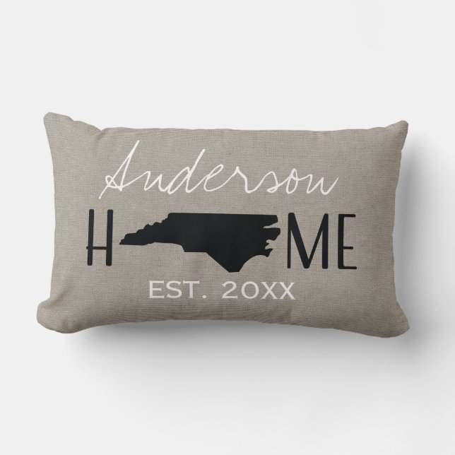 Monogram Burlap Home State North Carolina | Kussen (Voorkant)