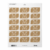  Monogram Burlap & Kant Rustieke Bruiloft Etiket (Full Sheet)