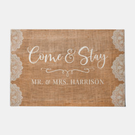 Monogram Burlap Lace Rustic Farmhouse Dep Deurmat