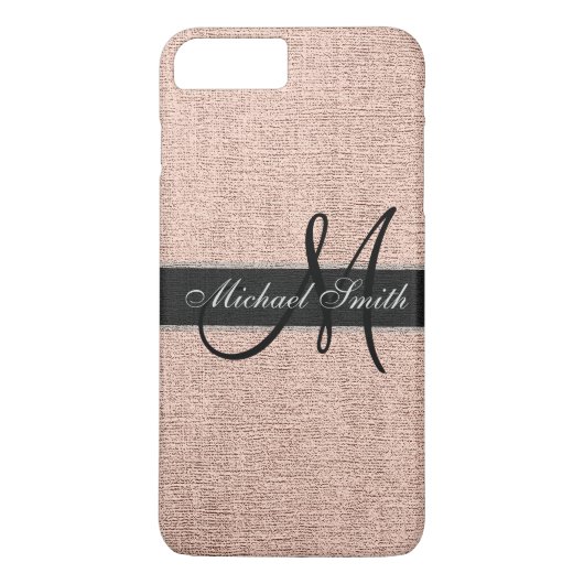 Monogram Burlap Linen Rustic Jute Case-Mate iPhone Case (Achterkant)